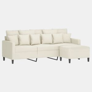 Sofá de 3 lugares - Sofá fixo com apoio de pés 180 cm veludo cor creme