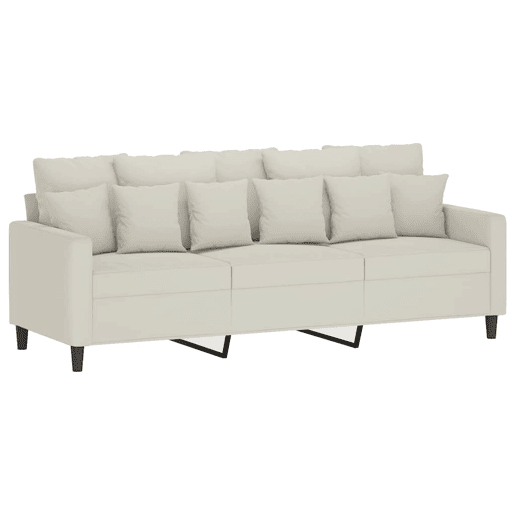 Sofá de 3 lugares - Sofá fixo com apoio de pés 180 cm veludo cor creme