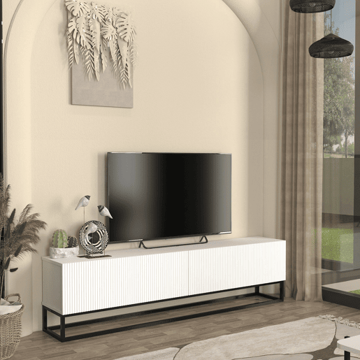 Móvel de TV Verpsboga 2 portas base longa 180x32x47 cm - Branco en.casa