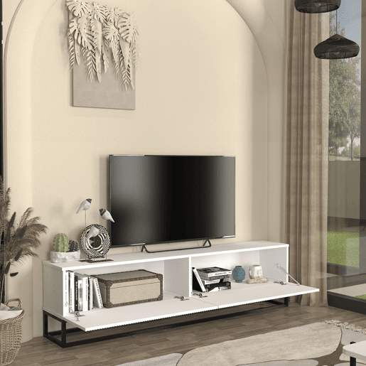 Móvel de TV Verpsboga 2 portas base longa 180x32x47 cm - Branco en.casa