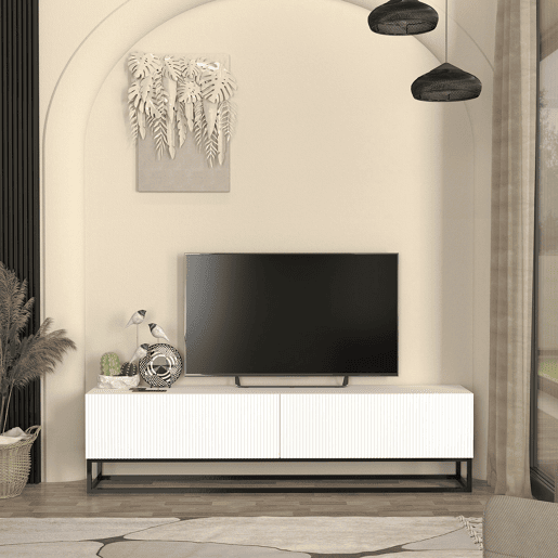 Móvel de TV Verpsboga 2 portas base longa 180x32x47 cm - Branco en.casa