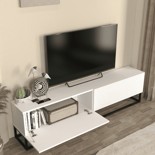 Móvel de TV Verpsboga 2 portas base longa 180x32x47 cm - Branco en.casa