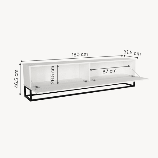 Móvel de TV Verpsboga 2 portas base longa 180x32x47 cm - Branco en.casa