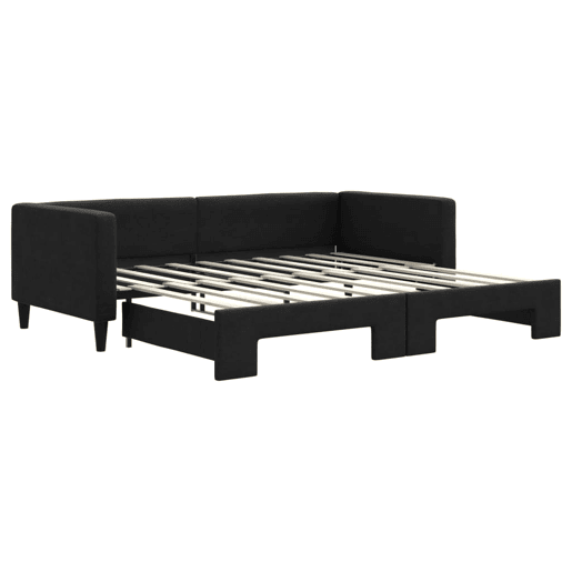 Sofá-cama, Sofá conversível com gavetão 90x190 cm tecido preto