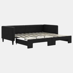 Sofá-cama, Sofá conversível com gavetão 90x190 cm tecido preto