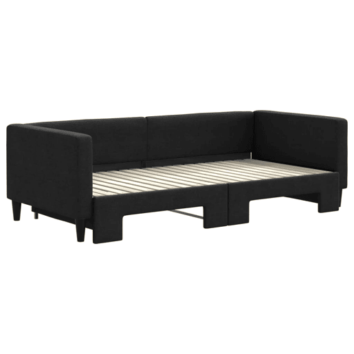 Sofá-cama, Sofá conversível com gavetão 90x190 cm tecido preto