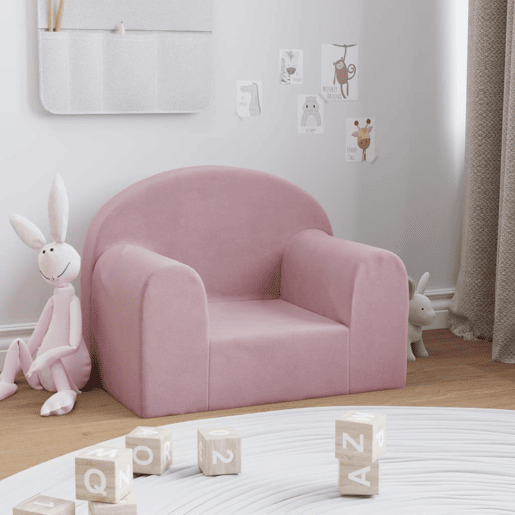 Sofá infantil, Sofá para criança pelúcia macia rosa