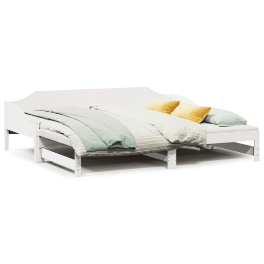 Sofá-cama, Sofá conversível com gavetão 90x200 cm madeira de pinho maciça branco