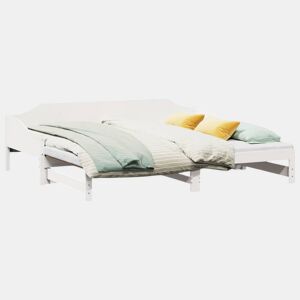 Sofá-cama, Sofá conversível com gavetão 90x200 cm madeira de pinho maciça branco