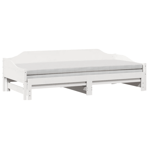 Sofá-cama, Sofá conversível com gavetão 90x200 cm madeira de pinho maciça branco