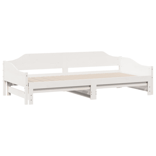 Sofá-cama, Sofá conversível com gavetão 90x200 cm madeira de pinho maciça branco