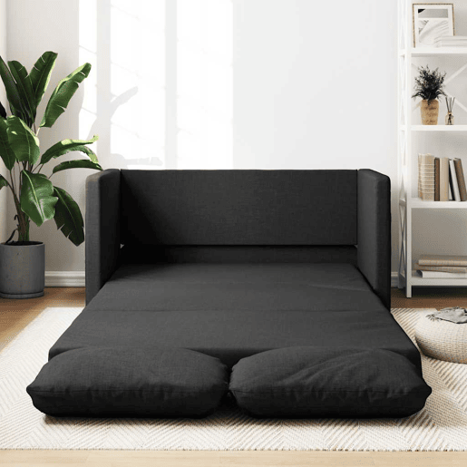Sofá-cama, Sofá conversível sem pés 112x174x55 cm tecido preto