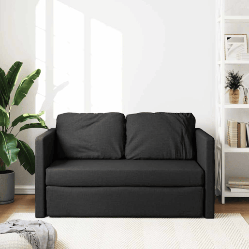Sofá-cama, Sofá conversível sem pés 112x174x55 cm tecido preto