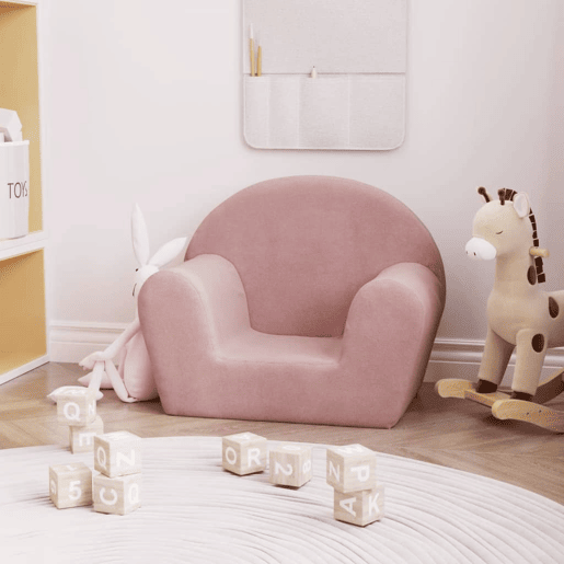 Sofá infantil, Sofá para criança rosa macio e macio