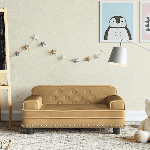 Sofá infantil, Sofá para criança 70x45x30 cm veludo castanho