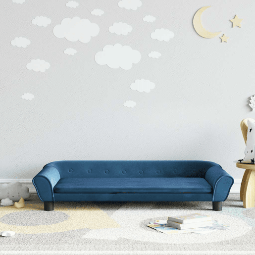 Sofá infantil, Sofá para criança 100x50x26 cm veludo azul