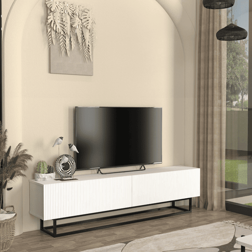 Móvel de TV Verpsboga 2 portas base curta 180x32x47 cm - Branco en.casa