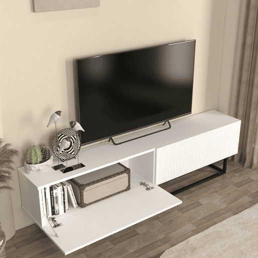 Móvel de TV Verpsboga 2 portas base curta 180x32x47 cm - Branco en.casa