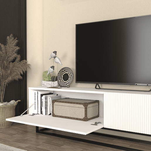 Móvel de TV Verpsboga 2 portas base curta 180x32x47 cm - Branco en.casa