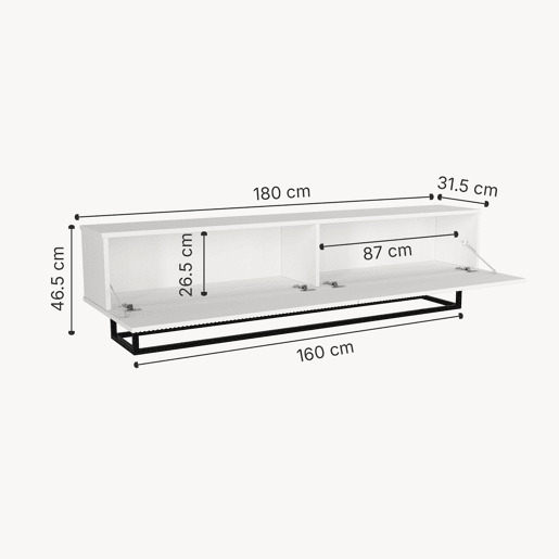 Móvel de TV Verpsboga 2 portas base curta 180x32x47 cm - Branco en.casa