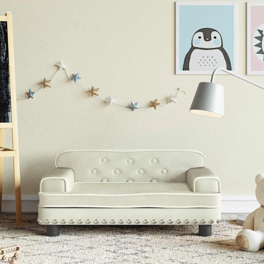 Sofá infantil, Sofá para criança 70x45x30 cm veludo cor creme