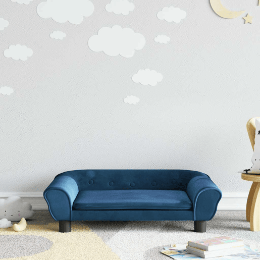 Sofá infantil, Sofá para criança 70x45x26 cm veludo azul