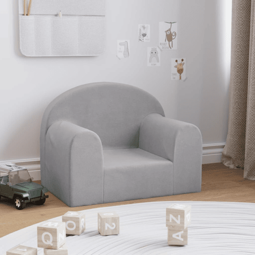 Sofá infantil, Sofá para criança pelúcia macia cinzento-claro