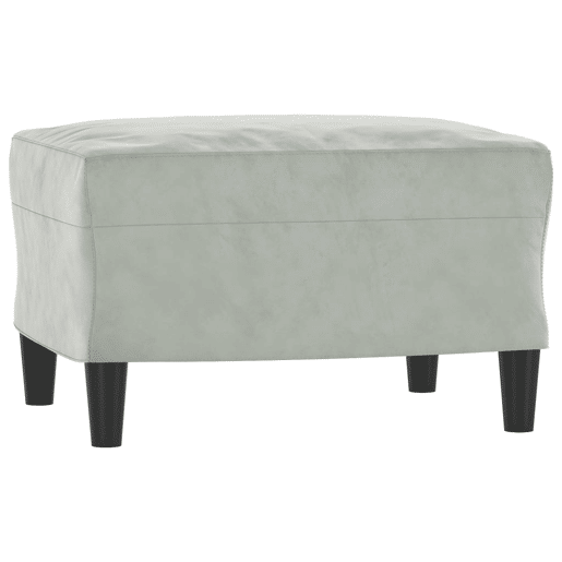 Sofá de 3 lugares - Sofá fixo com apoio de pés 180 cm veludo cinzento-claro Sofá de 3 lugares - Sofá fixo com apoio de pés 180 cm veludo cinzento-claro