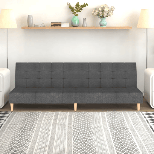 Sofá-cama, Sofá conversível de 2 lugares tecido cinzento-claro