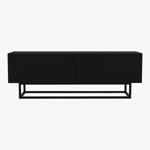 Mesa baixa para TV Nolven com 2 portas moldura curta 135x32x47 cm preto en.casa