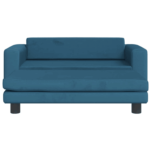 Sofá infantil, Sofá para criança com apoio de pés 100x50x30 cm veludo azul