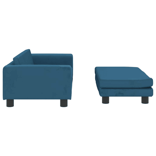 Sofá infantil, Sofá para criança com apoio de pés 100x50x30 cm veludo azul