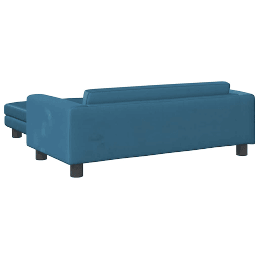 Sofá infantil, Sofá para criança com apoio de pés 100x50x30 cm veludo azul