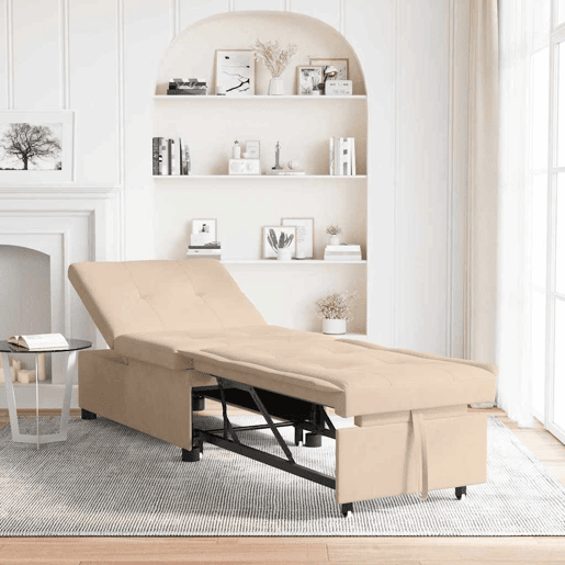 Sofá-cama, Sofá conversível Creme 67 x 194 x 82 cm Tecido de Microfibra Sofá-cama, Sofá conversível Creme 67 x 194 x 82 cm Tecido de Microfibra