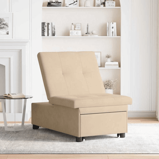 Sofá-cama, Sofá conversível Creme 67 x 194 x 82 cm Tecido de Microfibra Sofá-cama, Sofá conversível Creme 67 x 194 x 82 cm Tecido de Microfibra