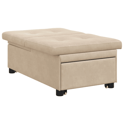 Sofá-cama, Sofá conversível Creme 67 x 194 x 82 cm Tecido de Microfibra Sofá-cama, Sofá conversível Creme 67 x 194 x 82 cm Tecido de Microfibra