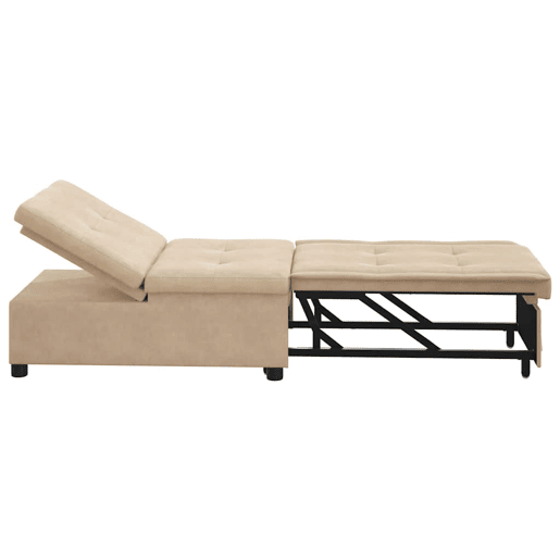 Sofá-cama, Sofá conversível Creme 67 x 194 x 82 cm Tecido de Microfibra Sofá-cama, Sofá conversível Creme 67 x 194 x 82 cm Tecido de Microfibra