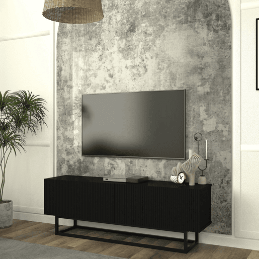 Móvel de TV Verpsboga 2 portas base curta 135x32x47 cm - Preto en.casa