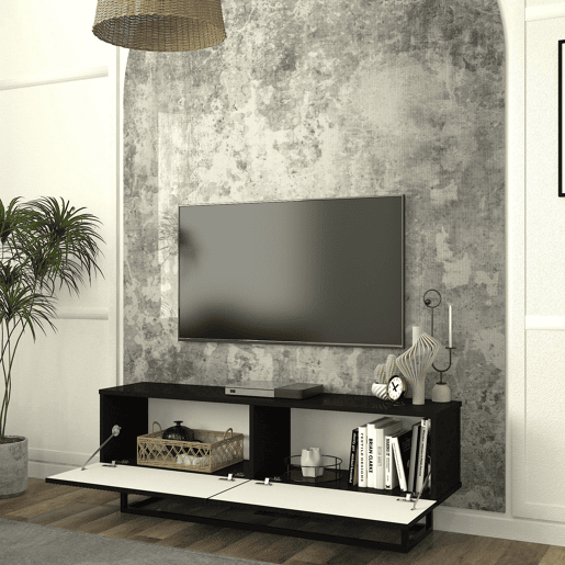 Móvel de TV Verpsboga 2 portas base curta 135x32x47 cm - Preto en.casa