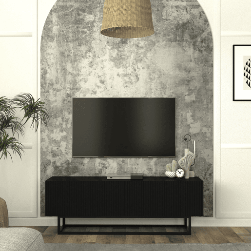 Móvel de TV Verpsboga 2 portas base curta 135x32x47 cm - Preto en.casa