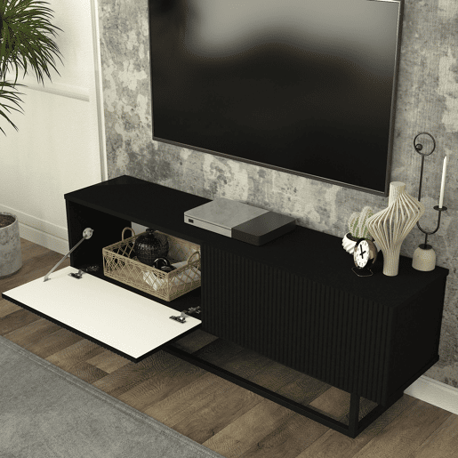 Móvel de TV Verpsboga 2 portas base curta 135x32x47 cm - Preto en.casa