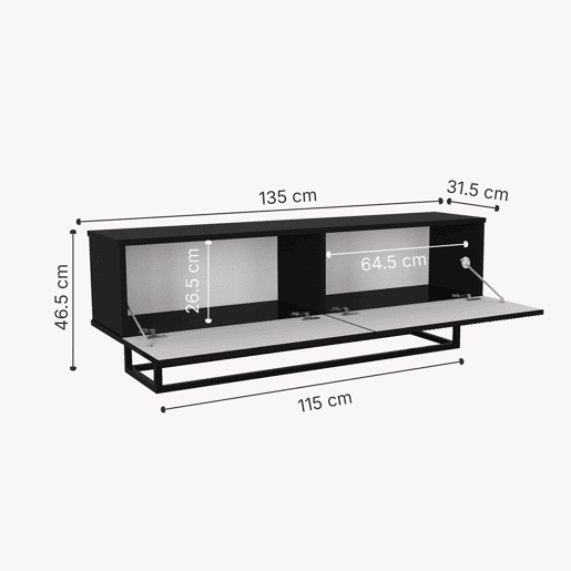 Móvel de TV Verpsboga 2 portas base curta 135x32x47 cm - Preto en.casa