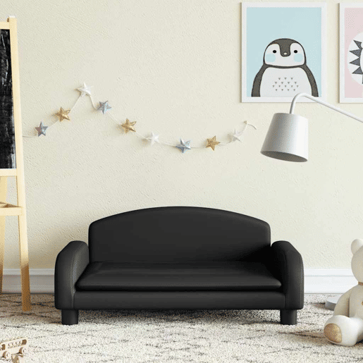 Sofá infantil, Sofá para criança 70x45x30 cm couro artificial preto