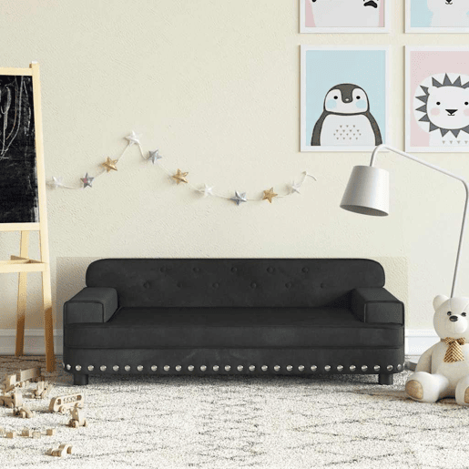 Sofá infantil, Sofá para criança 90x53x30 cm veludo preto Sofá infantil, Sofá para criança 90x53x30 cm veludo preto