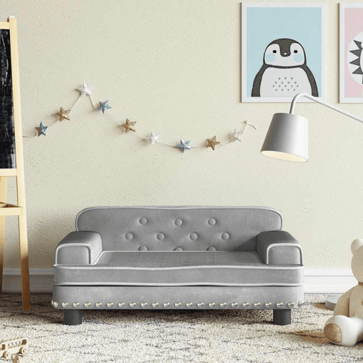 Sofá infantil, Sofá para criança 70x45x30 cm veludo cinzento-claro