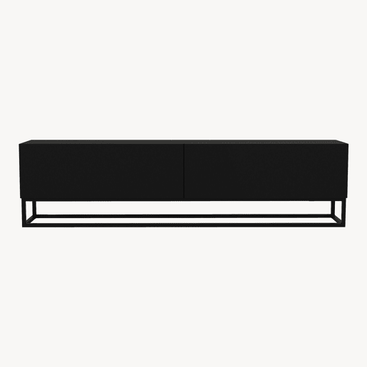 Mesa baixa para TV Nolvean com 2 portas moldura longa 180x32x47 cm preto en.casa