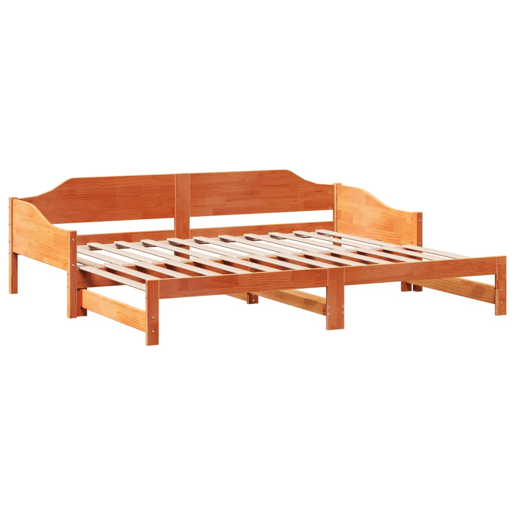 Sofá-cama, Sofá conversível com gavetão 90x200 cm madeira de pinho castanho cera