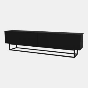 Mesa baixa para TV Nolven com 2 portas moldura curta 180x32x47 cm preto en.casa