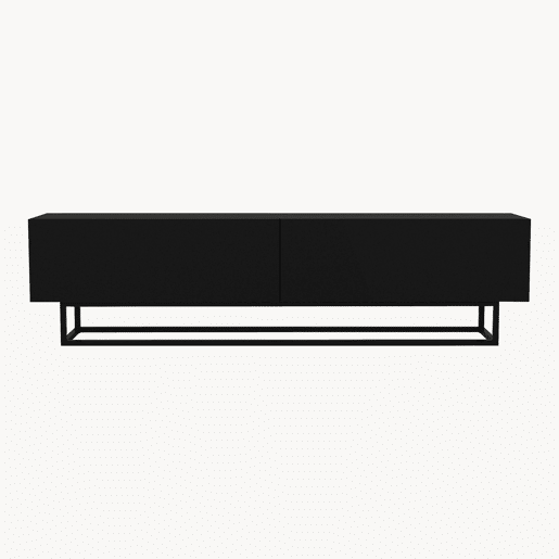 Mesa baixa para TV Nolven com 2 portas moldura curta 180x32x47 cm preto en.casa