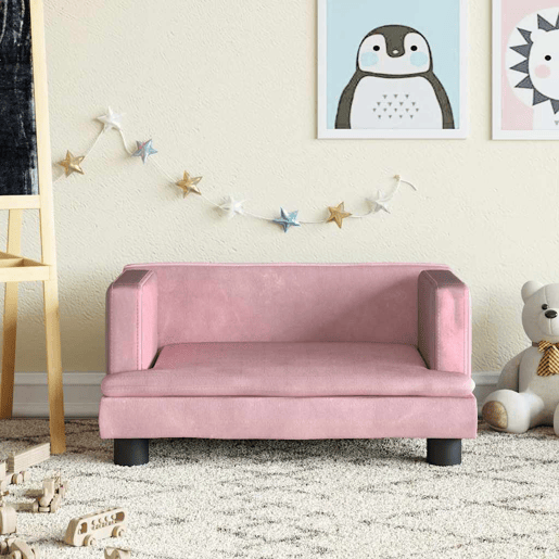 Sofá infantil, Sofá para criança 60x40x30 cm veludo rosa Sofá infantil, Sofá para criança 60x40x30 cm veludo rosa